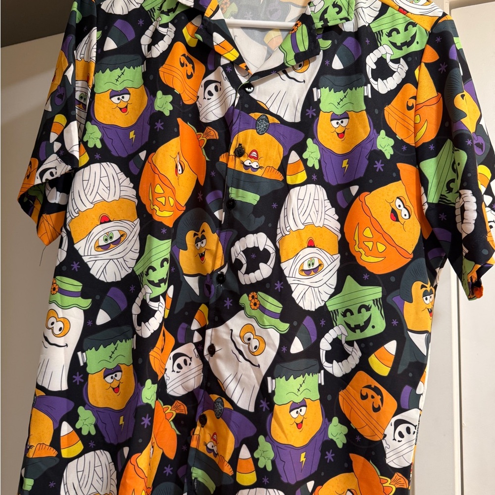 90s Mcdonalds Halloween Themed Button-Up Shirt